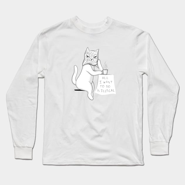 Illegal Cat Long Sleeve T-Shirt by runcatrun